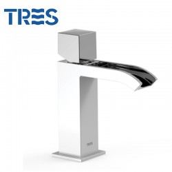 Mitigeur lavabo robinet cascade Blanc Chrome - TRES 00611002BL