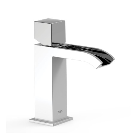 Mitigeur lavabo robinet cascade Blanc Chrome - TRES 00611002BL
