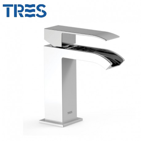 Mitigeur lavabo robinet cascade Blanc Chrome - TRES 00611001BL