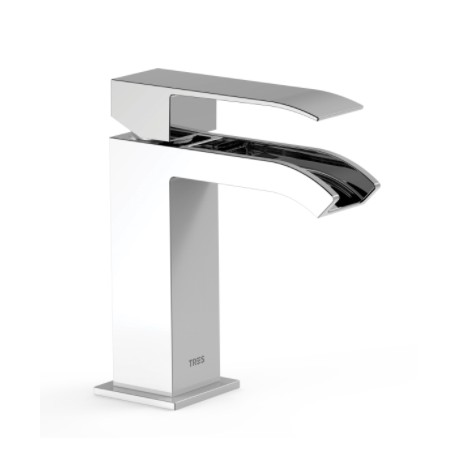 Mitigeur lavabo robinet cascade Blanc Chrome - TRES 00611001BL
