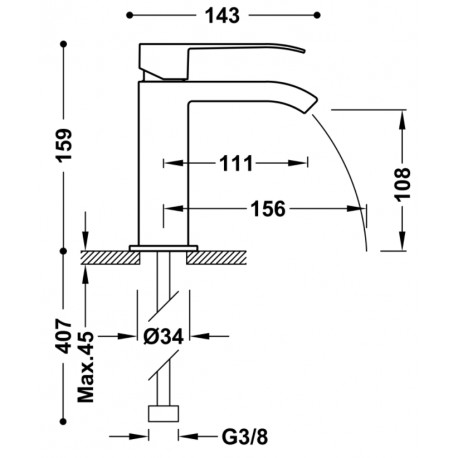 Mitigeur lavabo robinet cascade Blanc Chrome - TRES 00611001BL