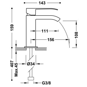 Mitigeur lavabo robinet cascade Blanc Chrome - TRES 00611001BL