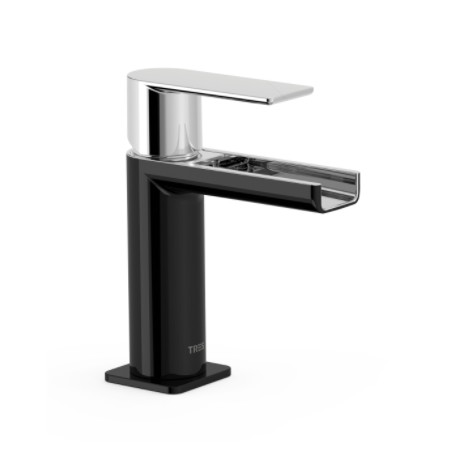 Mitigeur lavabo robinet cascade Noir Chrome - TRES 20011001NE