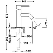 Mitigeur lavabo OR ROSE 24k - TRES 26290301OP