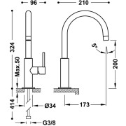 Mitigeur lavabo  Noir Bronze - TRES 26290402KMB