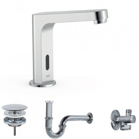 Kit robinet électronique de lavabo une seule eau BASIC Chromé - TRES 39210397