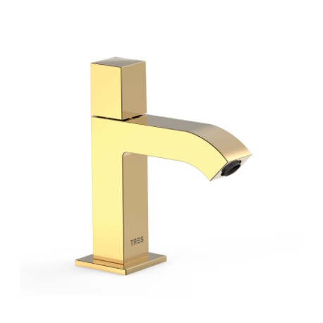 Robinet lavabo 1 seule eau ou prémélangeur Or 24K - TRES 00750301OR