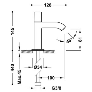 Robinet lavabo 1 seule eau ou prémélangeur Or 24K - TRES 00750301OR
