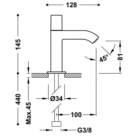Robinet lavabo 1 seule eau ou prémélangeur Acier - TRES 00750301AC