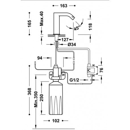 Lavabo avec distributeur électronique de savon Chromé - TRES 39210306