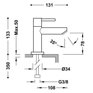 Robinet lavabo 1 seule eau ou prémélangeur Chromé - TRES 06250301