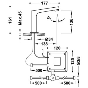 Mélangeur électronique de lavabo par capteur Chromé - TRES 39210309