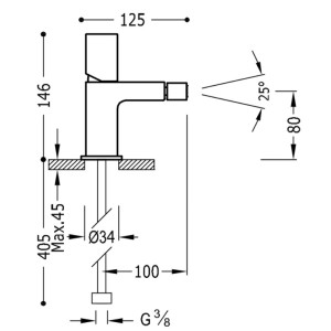Mitigeur bidet Or Mat 24K - TRES 20012002OM