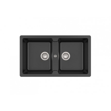 Bergen 85 2C Evier 2 Cuves Quarzex Noir - ROCA A880210940 