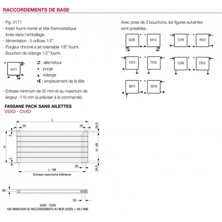 Radiateur chauffage central ACOVA - FASSANE Pack horizontal  