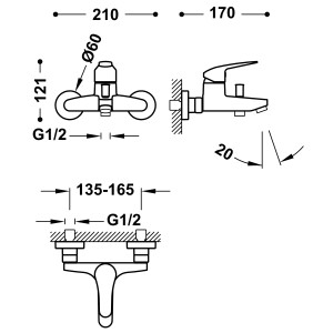 Mitigeur bain Noir Mat BASE-TRES PLUS - TRES 21617010NM