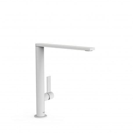 Mitigeur lavabo Blanc Mat bec 34x10 mm.  - TRES 21140501BM