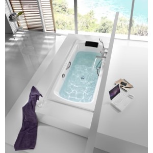 Baignoire acier émaillée LUN PLUS Blanc 1800X800 cm avec poignées en métal chromé - ROCA A221250001