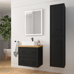 Meuble salle de bain RENOIR 60cm 2 tiroirs Black Velvet - Salgar 91300