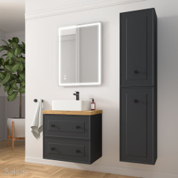 Meuble salle de bain RENOIR 60cm 2 tiroirs Anthracite - Salgar 91304