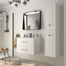 Meuble salle de bain RENOIR 80cm 2 tiroirs WHITE COTTON - Salgar 91305