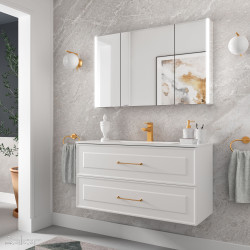 Meuble salle de bain RENOIR 100cm 2 tiroirs White Cotton - Salgar 91311
