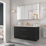 Meuble salle de bain RENOIR 100cm 2 tiroirs Black Velvet - Salgar 91312