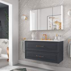 Meuble salle de bain RENOIR 100cm 2 tiroirs Anthracite - Salgar 91316