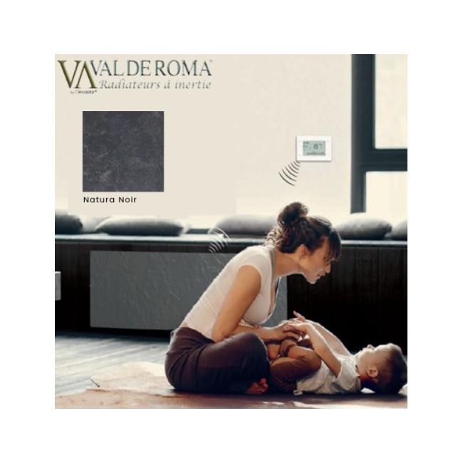 Radiateur à inertie PLINTHO Natura Noir Valderoma 2000W Plinthe NN2000P
