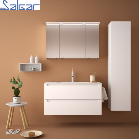 Meuble salle de bain MONTERREY 100cm 2 tiroirs WHITE COTTON - SALGAR 81716