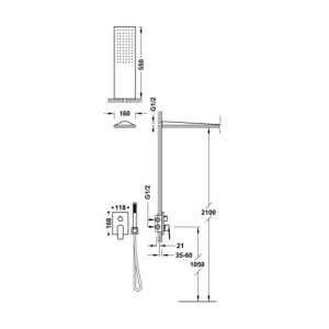 Kit de douche encastré Rapid-Box Acier - TRES 21128005AC 