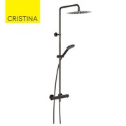 Colonne de douche thermostatique Chromé Noir THETA - CRISTINA ONDYNA TV44872 Theta Colors Chrome Noir Robinetterie THETA - CRIST