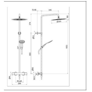 Colonne de douche thermostatique Chromé Noir THETA - CRISTINA ONDYNA TV44872 Theta Colors Chrome Noir Robinetterie THETA - CRIST