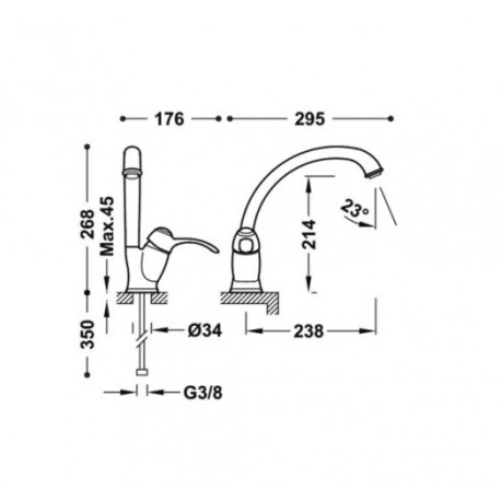 Mitigeur évier acier - TRES 24244101AC 