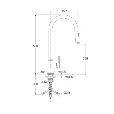 Evier douchette UNIC Chromé - CRISTINA ONDYNA KK53051