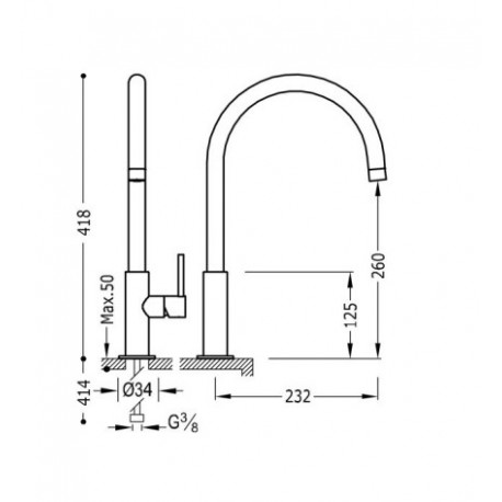 Mitigeur évier Or Mat 24k - TRES 06254201OM