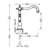Mitigeur évier Laiton Vieilli - TRES 24234101LV