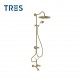 Kit mélangeur bain‑douche Laiton vieilli Mat TRES-CLASIC - TRES 24217602LM