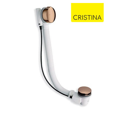 Vidage baignoire automatique à cable 80 cm avec siphon orientable Or Rose - CRISTINA ONDYNA VB41746P