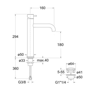 Mitigeur lavabo mi-haut Chromé TRIVERDE - CRISTINA ONDYNA TV22751