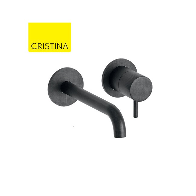 Mitigeur lavabo mural Chromé Noir Brossé TRIVERDE - CRISTINA ONDYNA TV25975