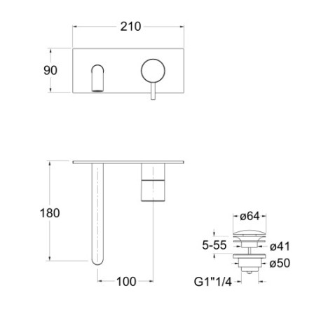 Mitigeur lavabo mural Chromé TRIVERDE - CRISTINA ONDYNA TV25651