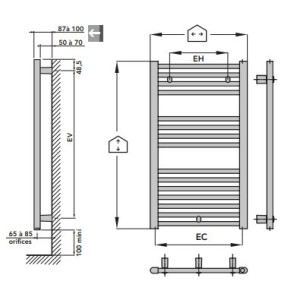 Sèche serviettes eau chaude BANGA 378W Blanc - FINIMETAL BAN1550C