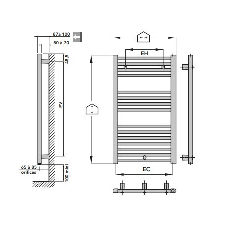 Sèche serviettes eau chaude BANGA 529W Blanc - FINIMETAL BAN2150C