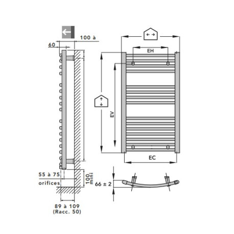 Sèche serviettes eau chaude BANGA cintré Blanc - FINIMETAL