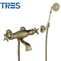 Ensemble rétro Bain‑douche thermostatique Laiton Vieilli TRES CLASIC - TRES 24217409LV