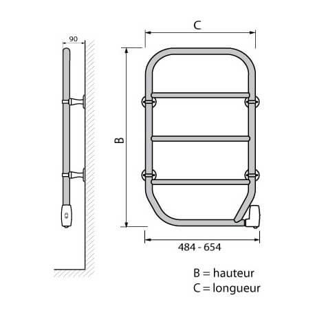 Radiateur sèche-serviettes électrique 70W vertical Chromé NILA - FINIMETAL 3824079