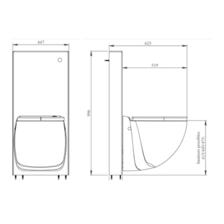 Cuvette suspendue avec broyeur intégré Enduit Blanc - WATERMATIC W40 Silence