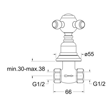 Robinet d'arrêt mural Chromé - CRISTINA ONDYNA PG62051