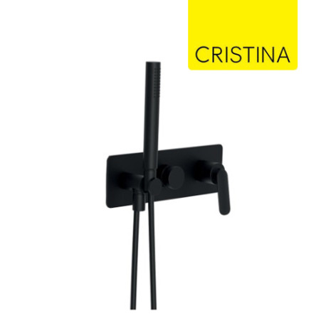 Façade douche/bain 2 sorties Noir Mat - CRISTINA ONDYNA FL60213